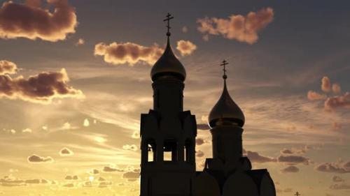 Videohive - Large temple or Christian church at sunset. - 47479155 - 47479155