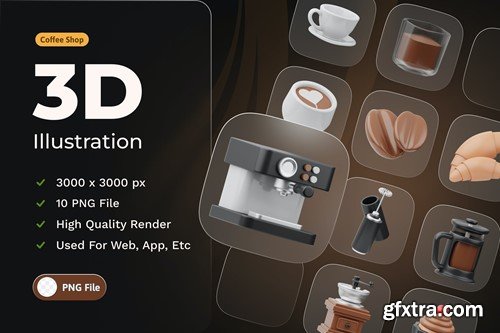 Coffee Shop 3d Illustration YY89KJD