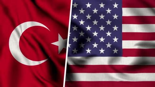 Videohive - Turkey Flag And Usa Flag - 47490698 - 47490698