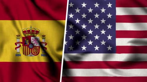 Videohive - Spain Flag And Usa Flag - 47490706 - 47490706