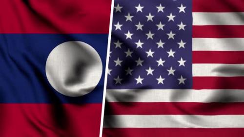 Videohive - Laos Flag And Usa Flag - 47490760 - 47490760