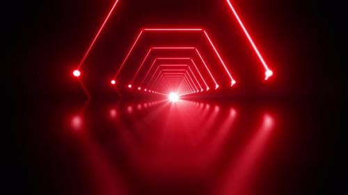 Videohive - 4 K Red Neon Glossy Tunnel - 47505240 - 47505240