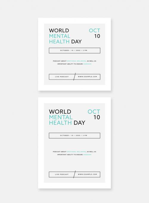 World Mental Health Day Social Media Post Layouts 635424380