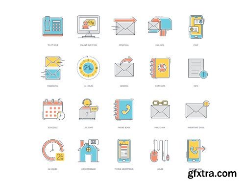 55 Contact Us Icons | Color Line Series Ui8.net