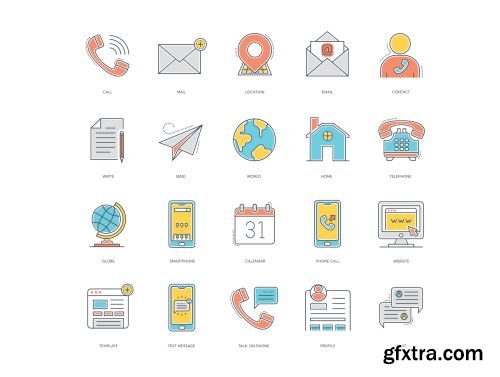 55 Contact Us Icons | Color Line Series Ui8.net