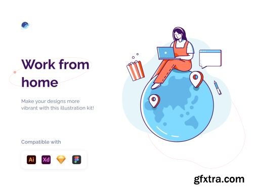 Work From Home Illustration Kit Ui8.net