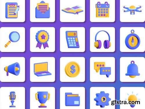 50 3D Icons Pack Ui8.net