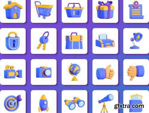 50 3D Icons Pack Ui8.net