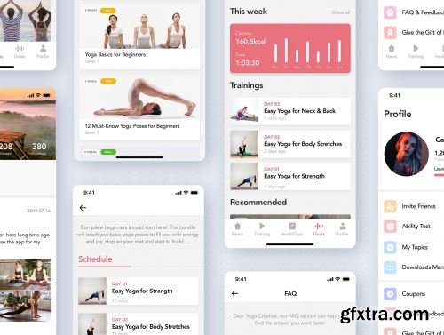 Yoga Fitness Mobile App UI Kit Ui8.net