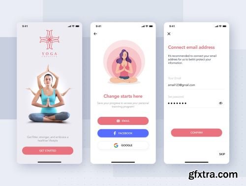 Yoga Fitness Mobile App UI Kit Ui8.net