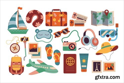 Travelling Essentials Illustration R96UYNK