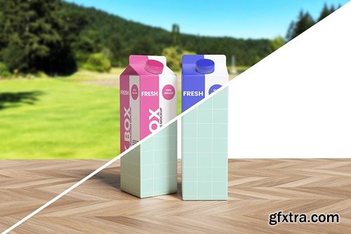 Realistic Two Milk Box Mockup 6NZ47PZ