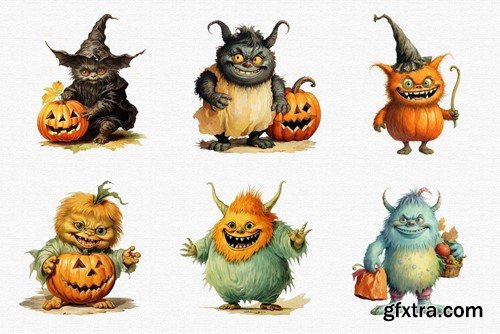 30 Cute Retro Halloween Monsters KNRPGZG