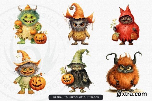 30 Cute Retro Halloween Monsters KNRPGZG