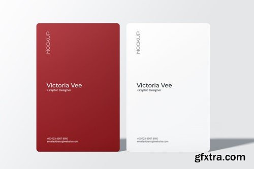 Rounded Portrait Business Card Mockup Front View RUN2X5R