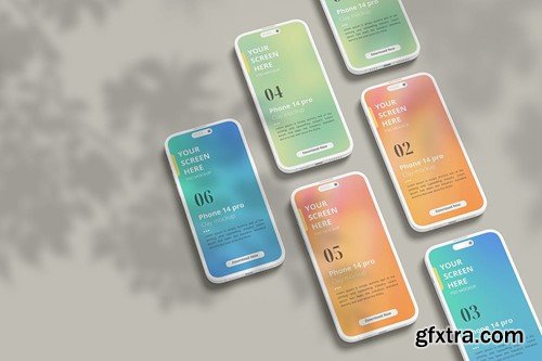 Smartphone 14 Pro Clay Mockup Set 245GWDG