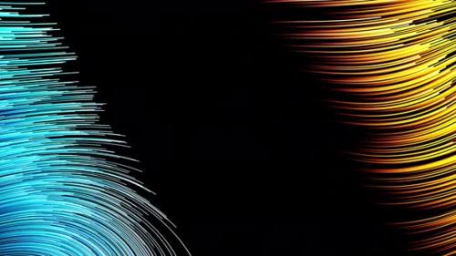 Videohive - Blue And Yellow Waves Stripes Vj Loop On Black Background 4K - 47517272 - 47517272