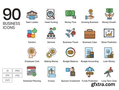 90 Business Icons | Vivid Series Ui8.net