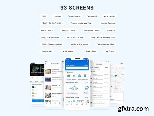 Wash It : Laundry App UI Kit Ui8.net