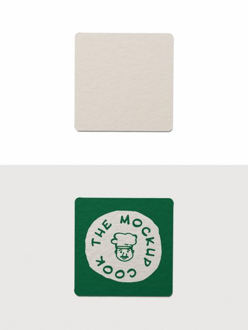 Mockup of customizable square cardboard coaster with customizable background 634458793