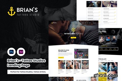 Brian’s - Tattoo Studios Landing Template W7X8XRQ