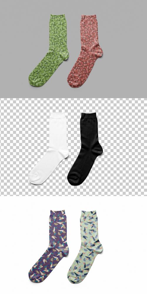 Mockup of pair of socks with customizable logo design and customizable background 634457895