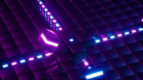 Videohive - Rolling Neon Light Cubes 3D Animation - 47523883 - 47523883