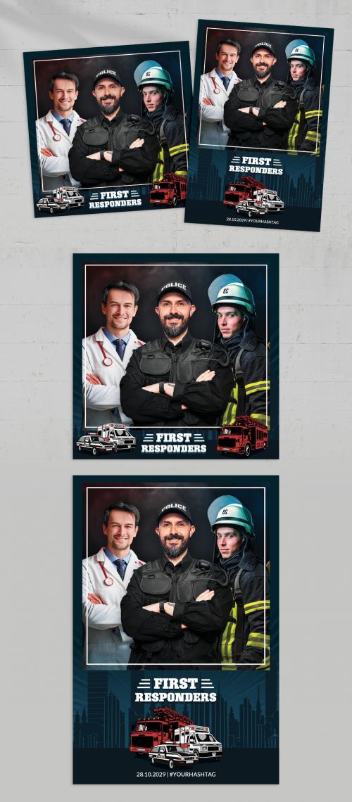 First Responder Medical Police Fireman Fire Service Photo Card Layout 633944255