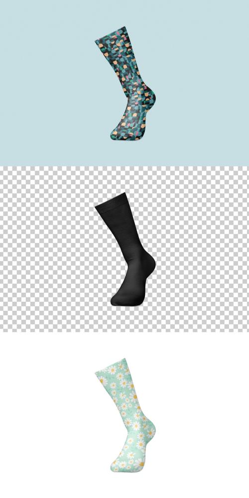 Mockup of sock with customizable logo and personalized design and customizable background 634457663