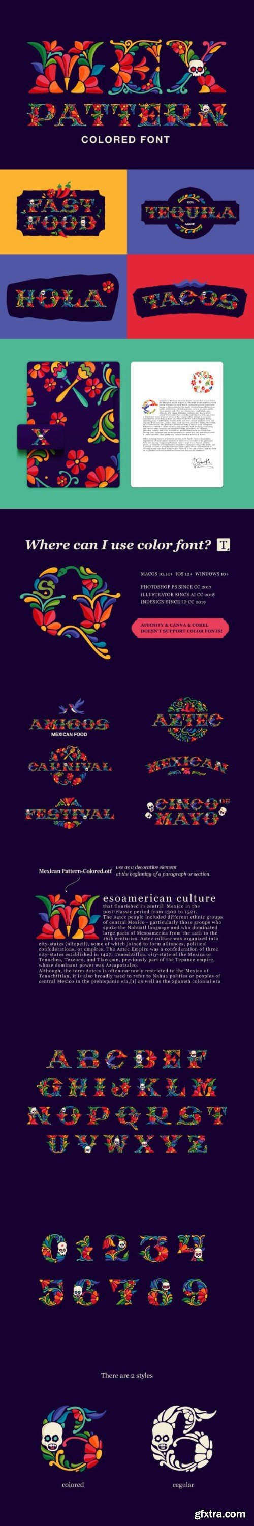 Mexican Pattern - Colored Font