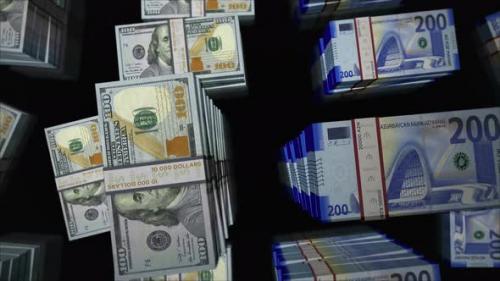 Videohive - US Dollar and Azerbaijan Manat money exchange loop - 47479909 - 47479909