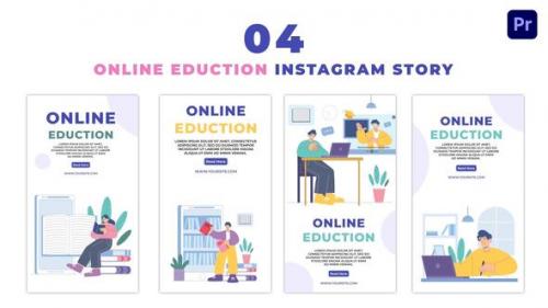 Videohive - Online Educating Students Flat Character Instagram Story - 47470336 - 47470336