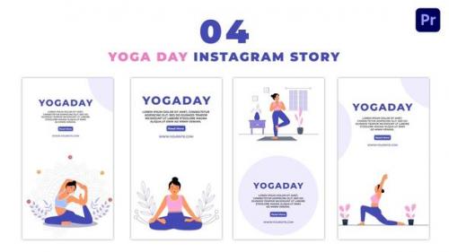 Videohive - Woman Celebrates Yoga Day Flat Character Instagram Story - 47470566 - 47470566