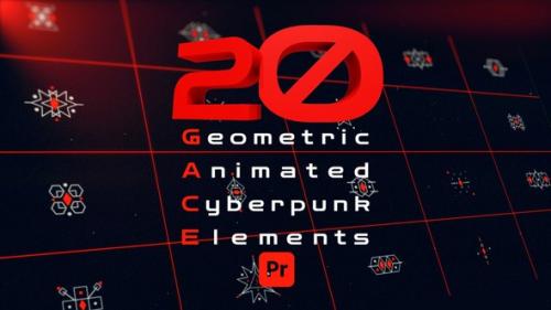 Videohive - Geometric Animated Cyberpunk Elements For premiere pro - 47482265 - 47482265