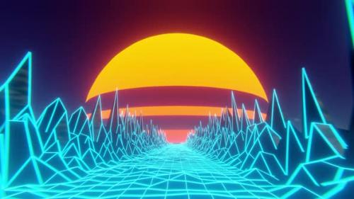 Videohive - 90s Vaporwave Style Loop Animation-4K - 46814373 - 46814373