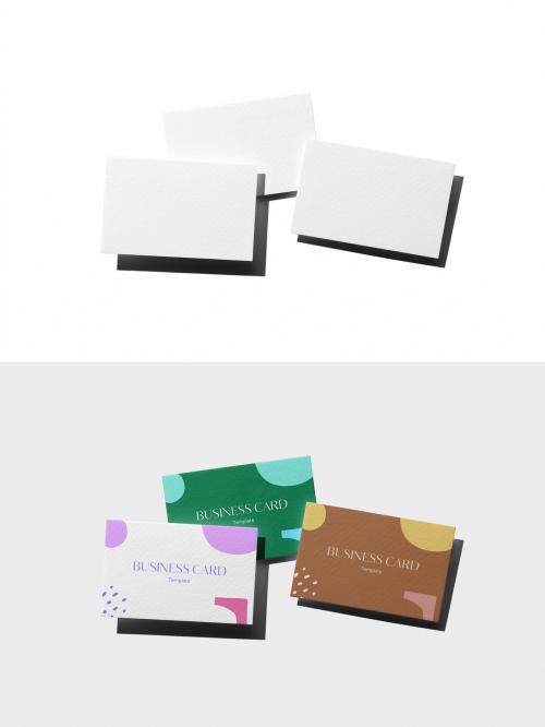 Mockup of three customizable horizontal EU business cards with customizable background, 85 x 55mm 634455146