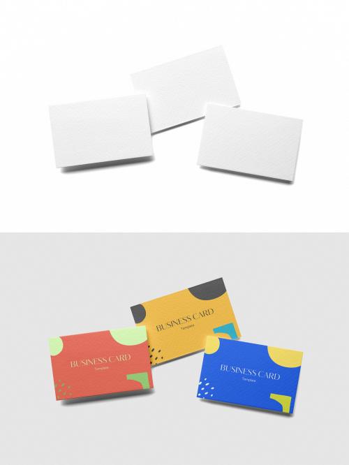 Mockup of three customizable horizontal EU business cards 85 x 55mm with customizable background 634455034