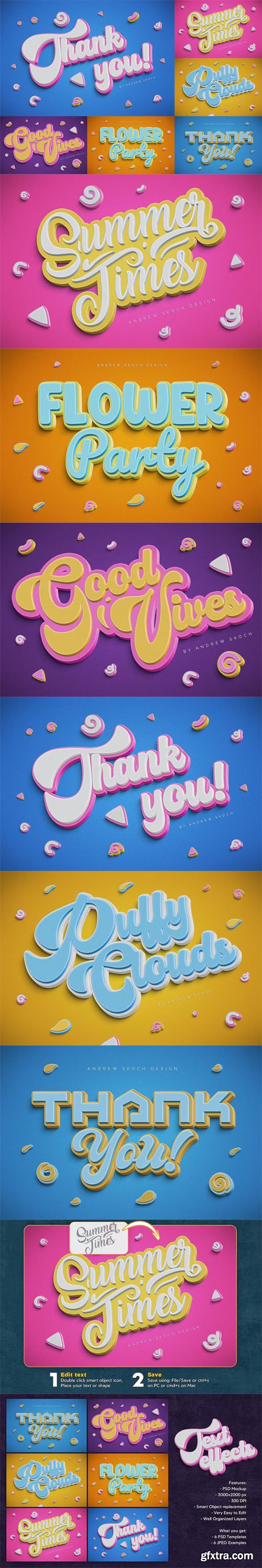 6 Double 3D Photoshop Text Effects