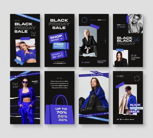 Black Friday Social Media Story Templates in Blue 633944269