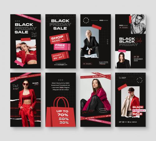 Black Friday Social Media Story Templates in Red 633944266