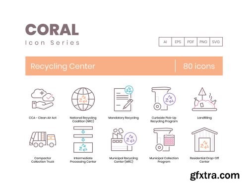 80 Recycling Center Icons | Coral Series Ui8.net