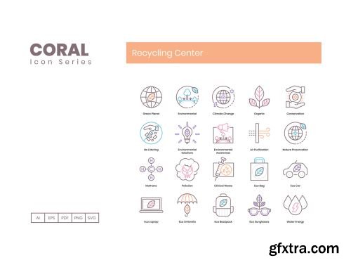 80 Recycling Center Icons | Coral Series Ui8.net