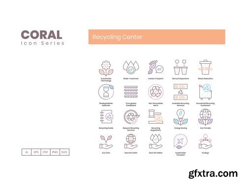 80 Recycling Center Icons | Coral Series Ui8.net