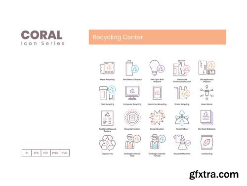 80 Recycling Center Icons | Coral Series Ui8.net