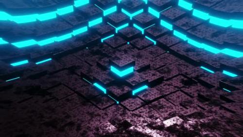 Videohive - Metal Cubes With Neon Glow - 47521276 - 47521276