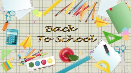 Videohive - Back To School Background On Yellow 4K - 47531691 - 47531691