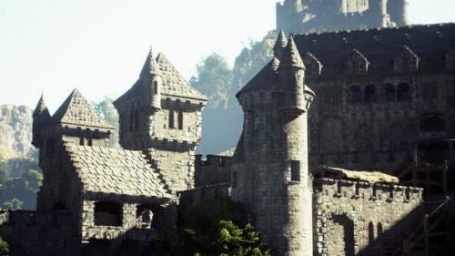 Videohive - Old Ruined Castle in the Misty Mountains - 47559152 - 47559152