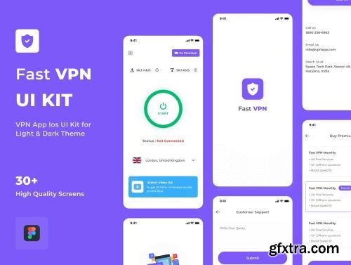 VPN UI Kit Light & Dark Theme Ui8.net