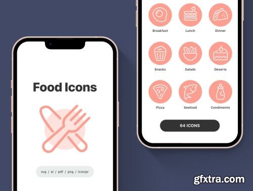 64 Food Icons Ui8.net