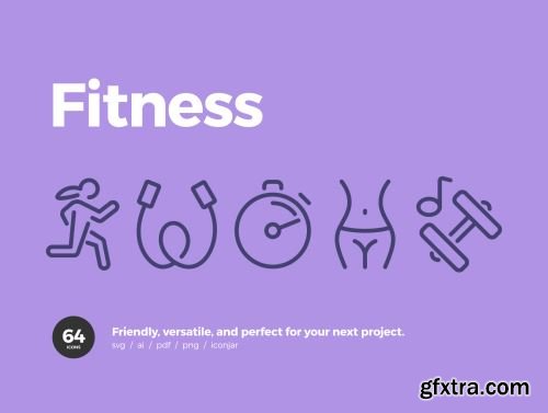 64 Fitness Icons Ui8.net